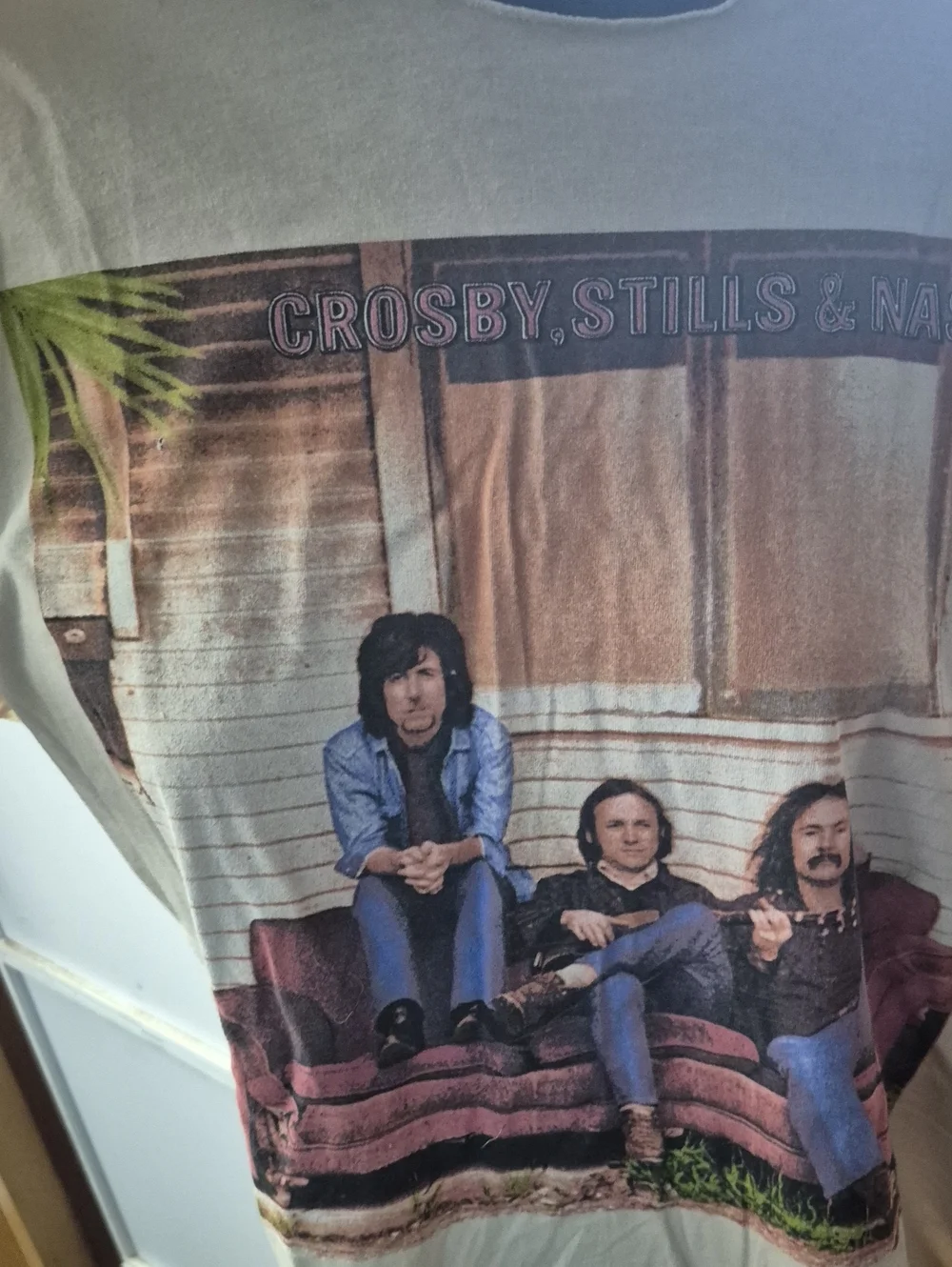 Pre-cut Crosby, Stills & Nash Graphic Band Tee - Light Gray Multicolor Print